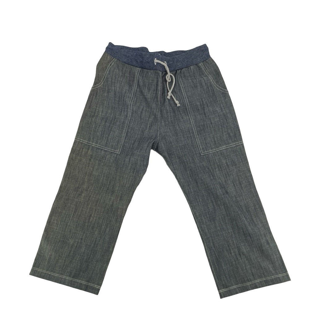 Calif Women's Pants Crop Relaxed Blue Cotton Small